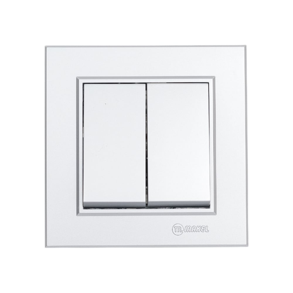 Изображение товара Выключатель 2-клавишный MAKEL СП Karea 10А IP20 серебро