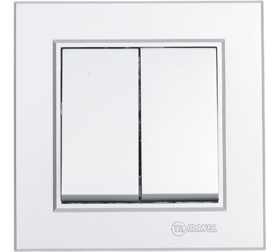 Изображение товара Выключатель 2-клавишный MAKEL СП Karea 10А, IP20, серебро, 56065003