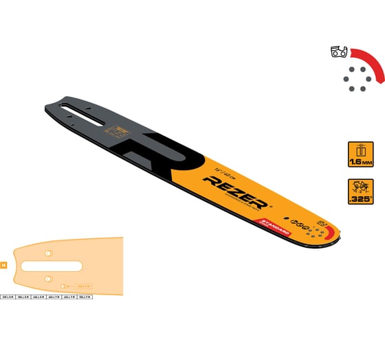 Изображение товара Шина сварная Standard 406 L 8 M (St-16"-1,6 -0,325"-67зв.) Rezer 04.001.00026