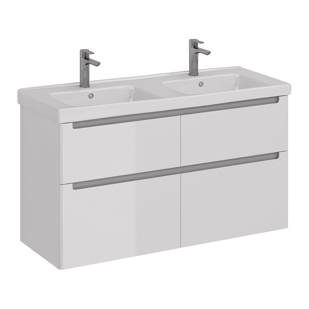 Изображение товара Стильная мебель для ванной Lemark BUNO 125 см под 2 раковины с ящиками