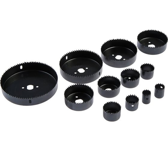 Изображение товара Набор пил кольцевых (15 предметов; 19, 22, 28, 32, 38, 44, 51, 64, 76, 89, 102, 127 мм) ТУНДРА 1119743