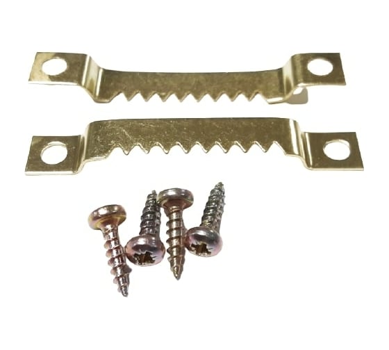 Изображение товара Зубчатый зацеп для рамки ЕВРОПАРТНЕР крепление шурупами, большой 55мм, латунир.сталь 2 шт. 16 0343 1