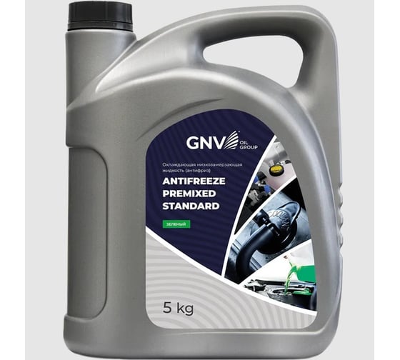 Изображение товара Готовая охлаждающая жидкость GNV Antifreeze Premixed Standard (RUS) 5 кг, зеленого цвета -G12 - карбоксилатный -OAT RG101751501116PSP5