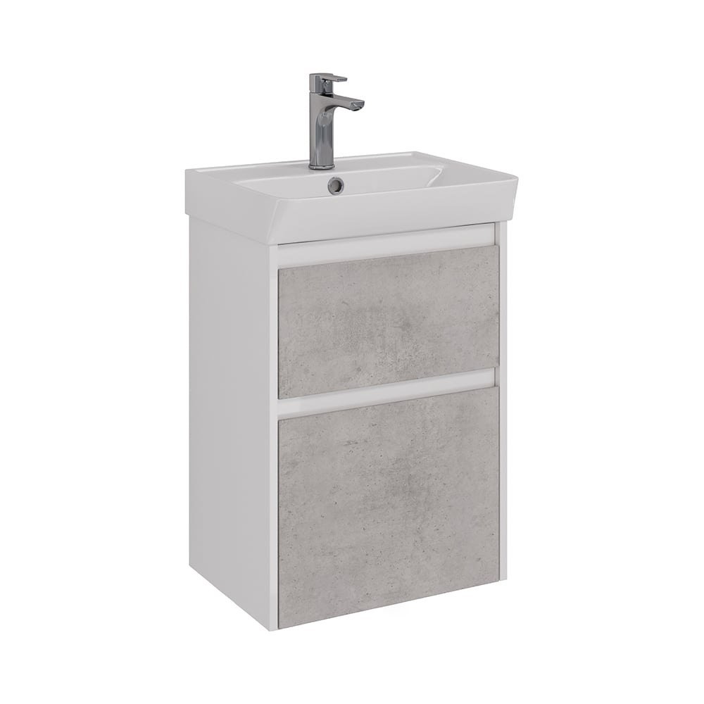 Изображение товара Тумба Lemark COMBI 50 см под раковину белый глянец бетон подвесная напольная