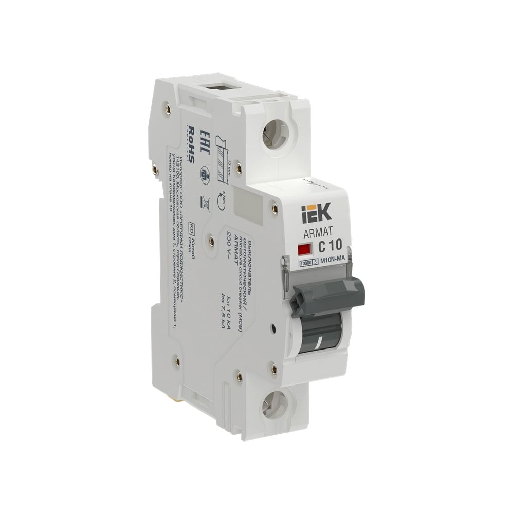 Изображение товара Автоматический выключатель IEK ARMAT M10N-MA 1P C 10А модульный IP20 для DIN-рейки