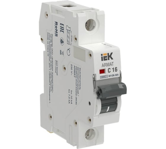 Изображение товара Автоматический выключатель без теплового расцепителя IEK ARMAT M10N-MA 1P C 16А AR-M10N-MA-1-C016