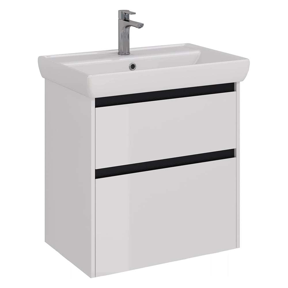 Изображение товара Тумба Lemark COMBI 70 см для ванной комнаты с 2 ящиками в белом глянце