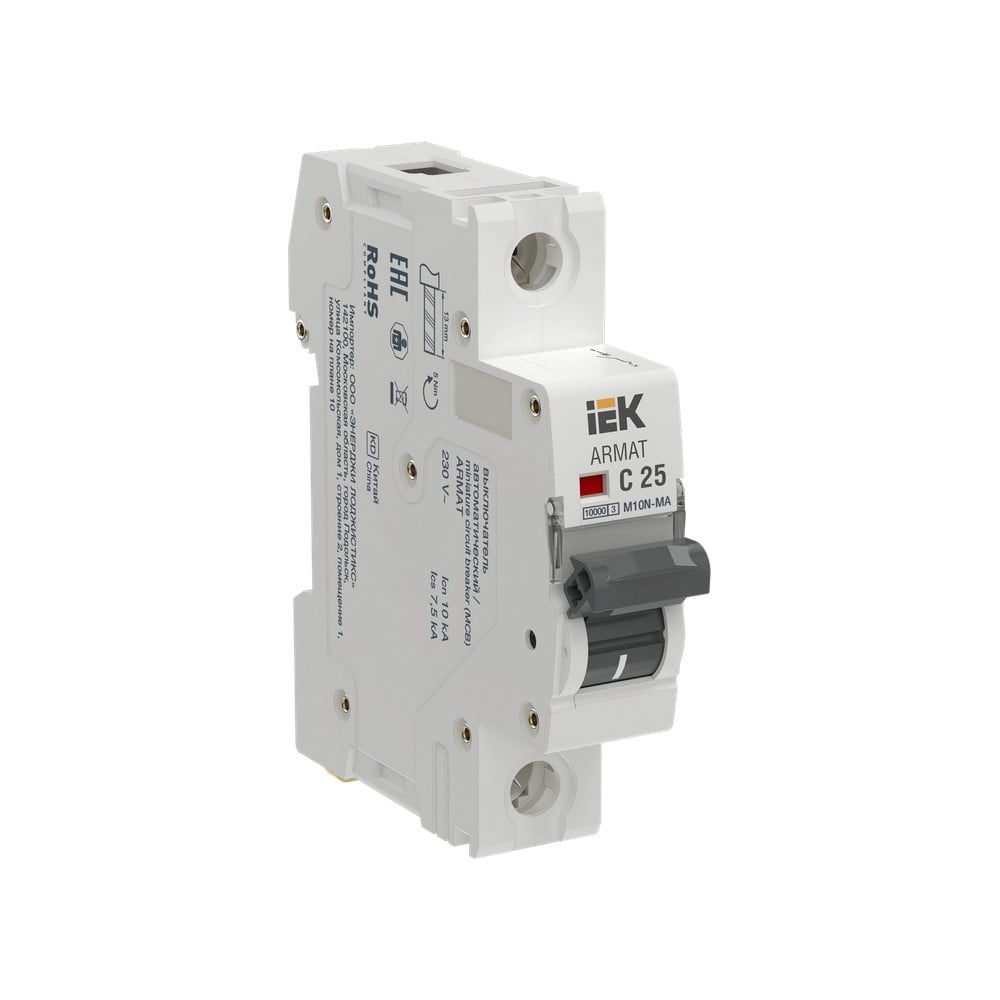 Изображение товара Автоматический выключатель IEK ARMAT M10N-MA 1P C 25А для распределительных щитов