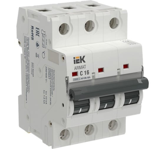 Изображение товара Автоматический выключатель без теплового расцепителя IEK ARMAT M10N-MA 3P C 16А AR-M10N-MA-3-C016