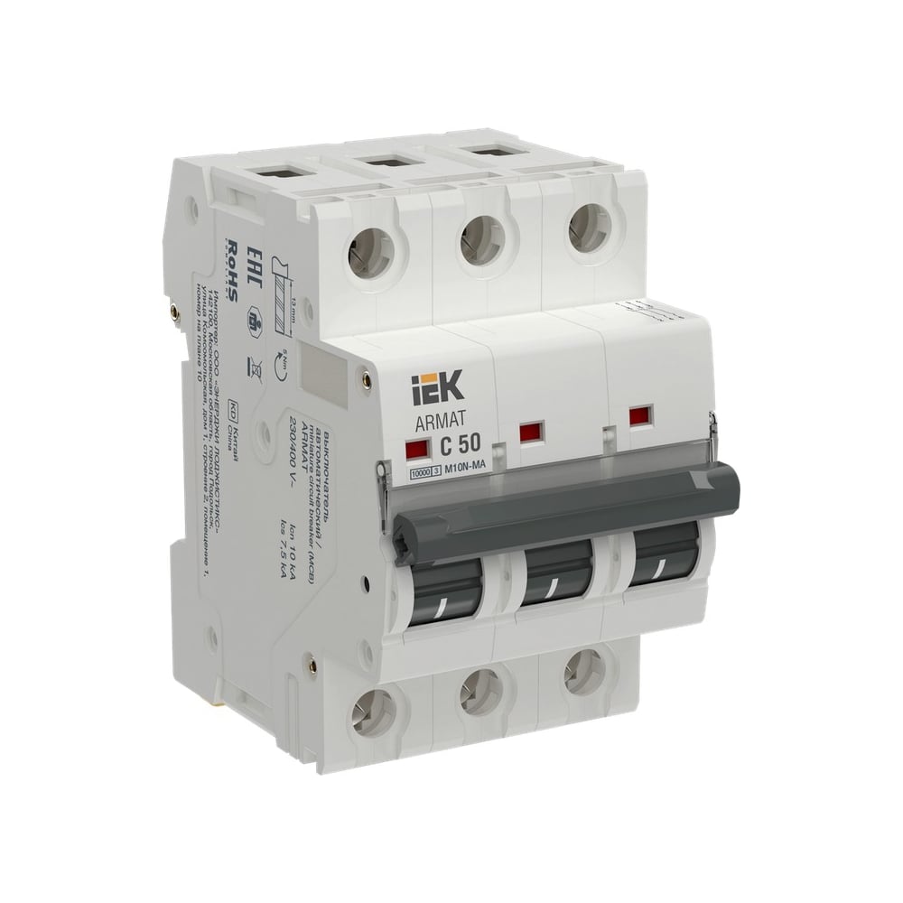 Изображение товара Автоматический выключатель IEK ARMAT M10N-MA 3P C 50А для защиты цепей