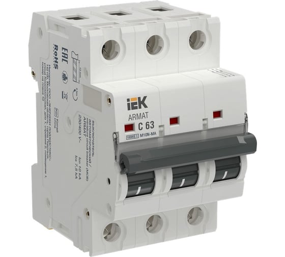 Изображение товара Автоматический выключатель без теплового расцепителя IEK ARMAT M10N-MA 3P C 63А AR-M10N-MA-3-C063