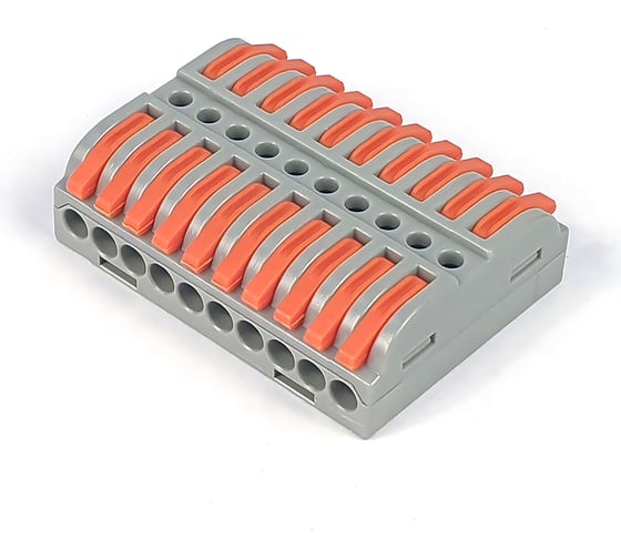 Изображение товара Клемма соединительная Cabeus универсальная проходная 10 полюсов с рычагом 0,08-2,5/4,0 (1шт MX223-10