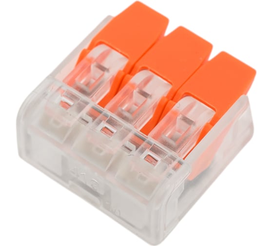 Изображение товара Клемма соединительная Cabeus универсальная 3-х проводная с рычагом 0,14-2,5/4,0 (10шт) (WAGO MX-413