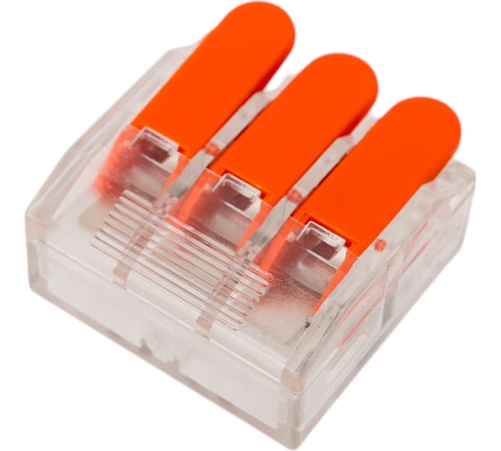 Изображение товара Клемма соединительная Cabeus универсальная 3-х проводная с рычагом 0,5-6,0 (10шт) (WAGO 221-6 MX-613