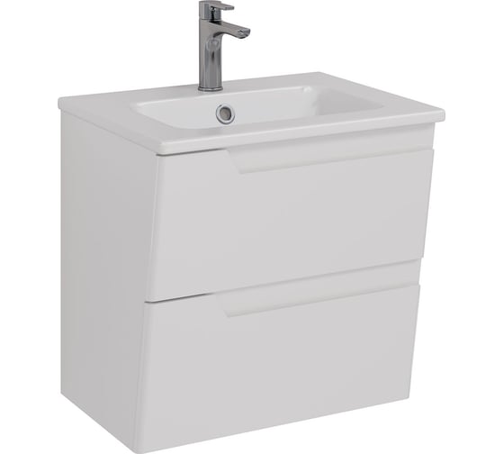 Изображение товара Тумба Lemark MIANO 60 см под 1 раковину, подвесная, 2 ящика, цвет корпуса, фасада: Белый глянец LM06M60T