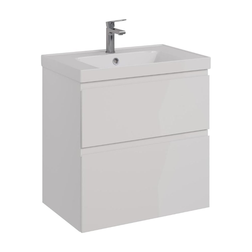 Изображение товара Тумба Lemark VEON 60 см белый глянец под раковину с 2 ящиками