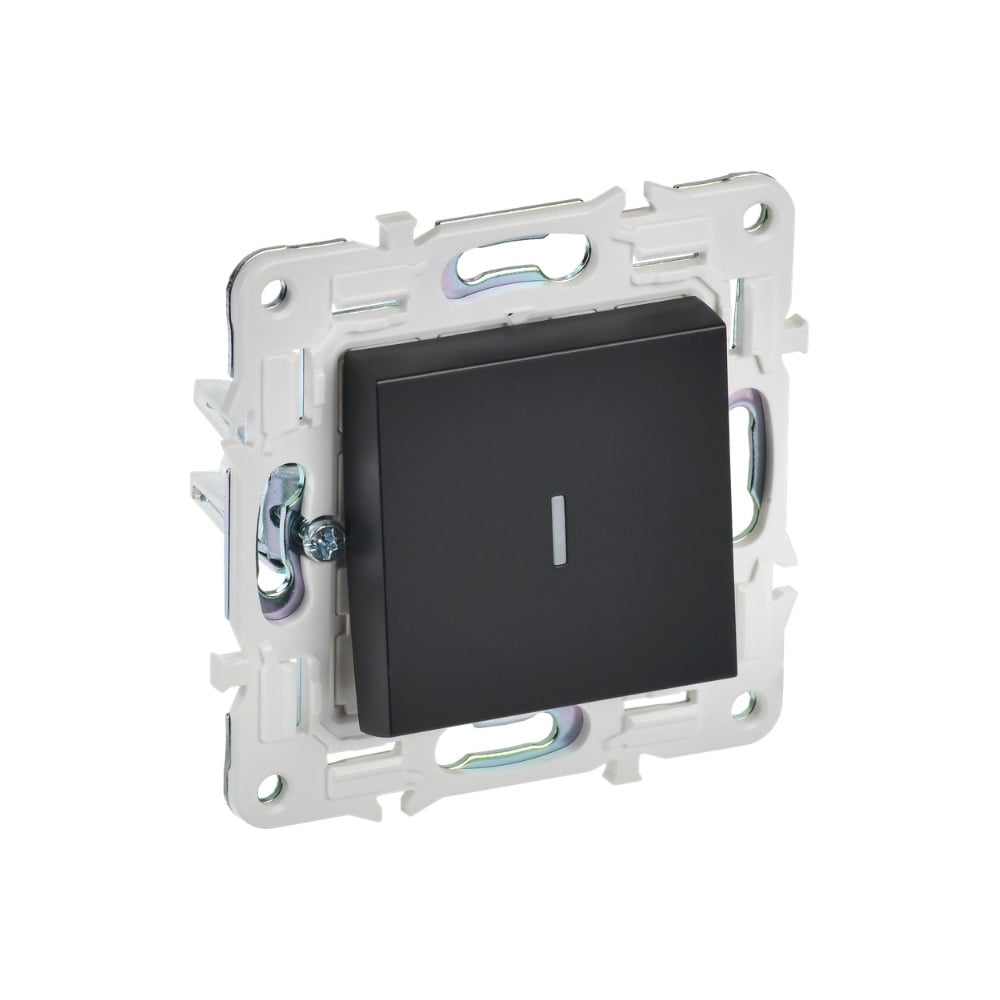 Изображение товара Выключатель 1-клавишный IEK SKANDY с индикацией 10А черный для освещения