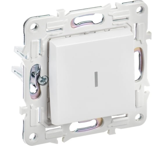 Изображение товара Выключатель 1-клавишный IEK SKANDY проходной с индикацией 10А SK-V08W арктический белый SK-V12-1-10-K01