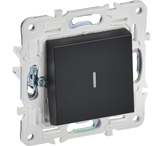 Изображение товара Выключатель 1-клавишный IEK SKANDY проходной с индикацией 10А SK-V08Bl черный SK-V12-1-10-K02