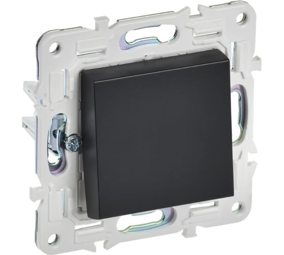 Изображение товара Выключатель 1-клавишный IEK SKANDY проходной 10А SK-V02Bl черный SK-V12-0-10-K02