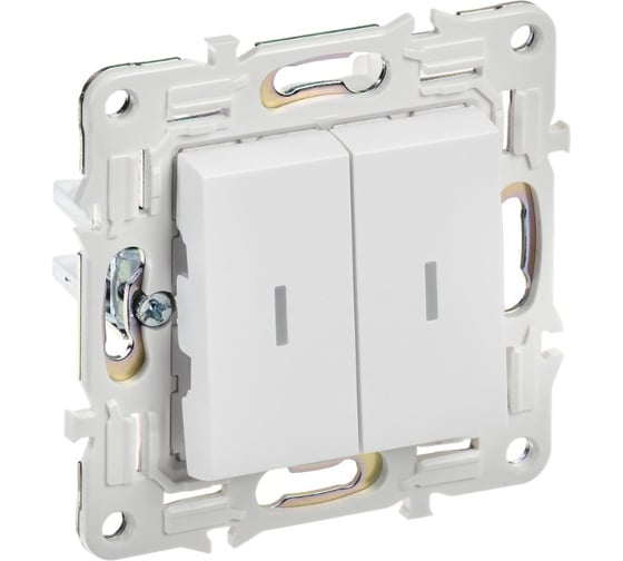 Изображение товара Выключатель 2-клавишный IEK SKANDY с индикацией 10А SK-V09W арктический белый SK-V20-1-10-K01