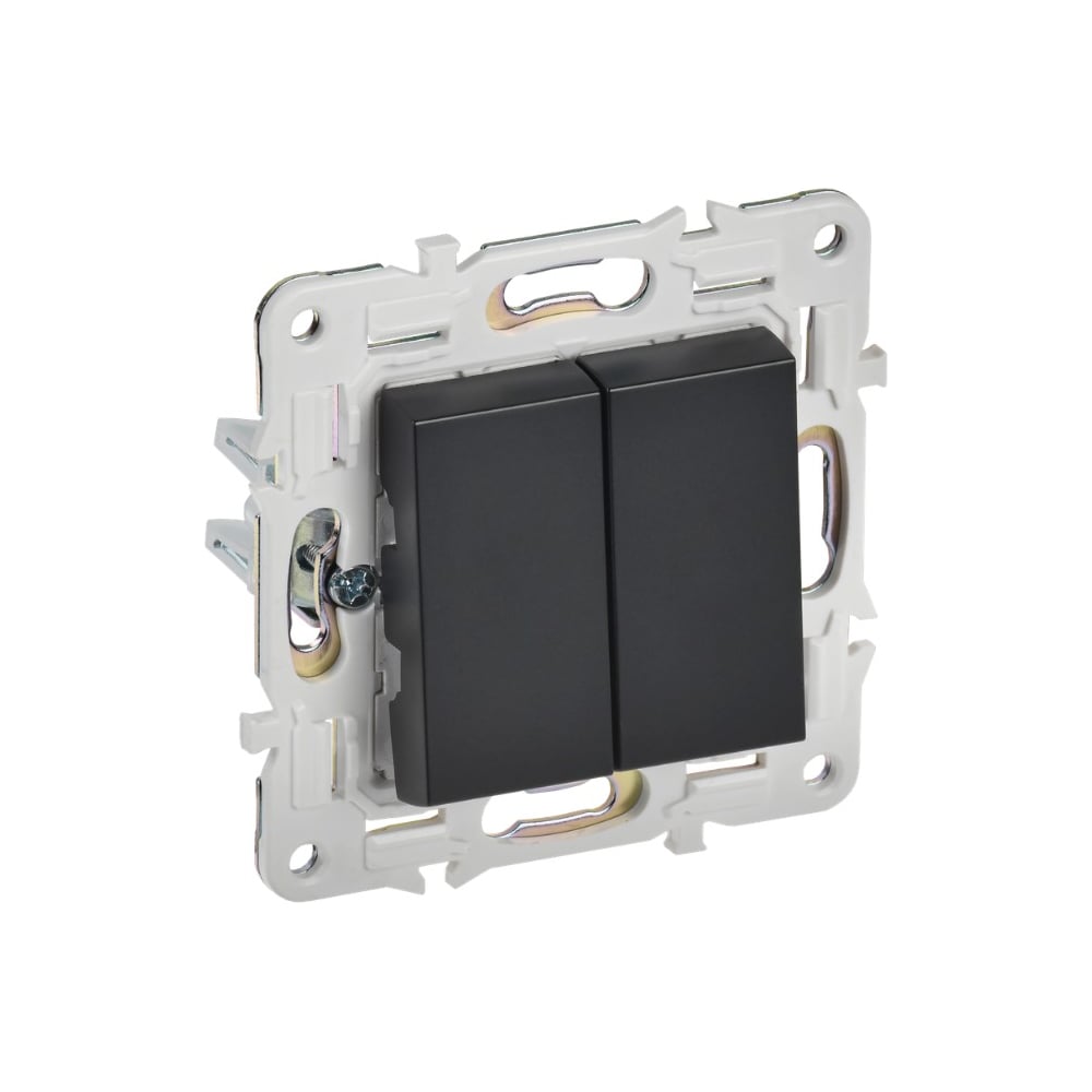 Изображение товара Выключатель проходной 2-клавишный IEK SKANDY SK-V05Bl черный IP20