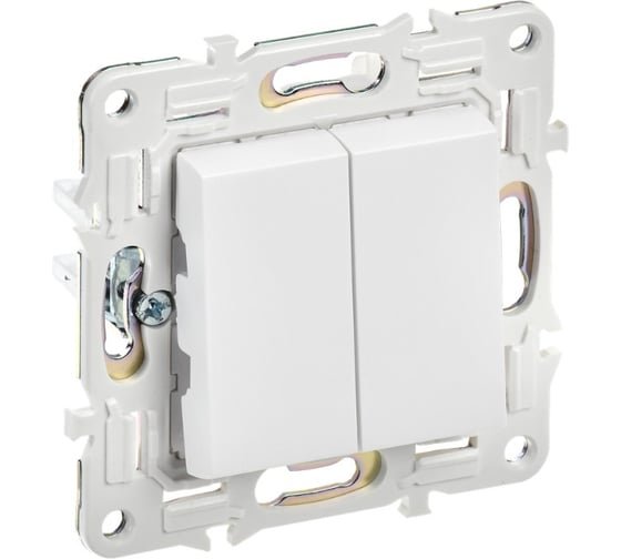 Изображение товара Выключатель 2-клавишный IEK SKANDY 10А SK-V04W арктический белый SK-V20-0-10-K01