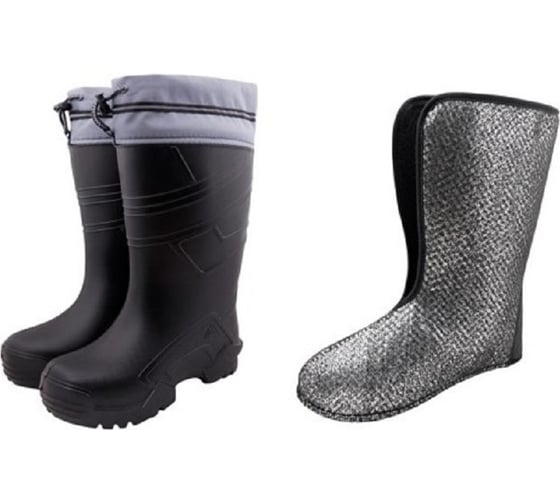 Изображение товара Сапоги мужские ЖАНЕТТ "Викинг" с кулиской (вкладышем фольгированный ИП) черный/серый, размер 42-43 СП146/С42