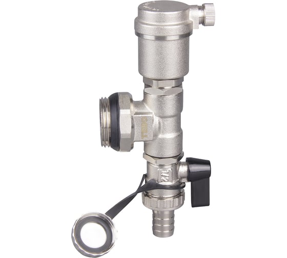 Изображение товара Тройник для коллектора с дренажным краном и воздухоотводчиком TEBO НАР 1" T-КГ.ТР.503.1.ЧБ.CN