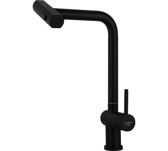 Изображение товара Смеситель для кухни Melodia della vita высокий, из нержавеющей стали, черный матовый .с вытяжным изливом и лейкой 4в1, 19819