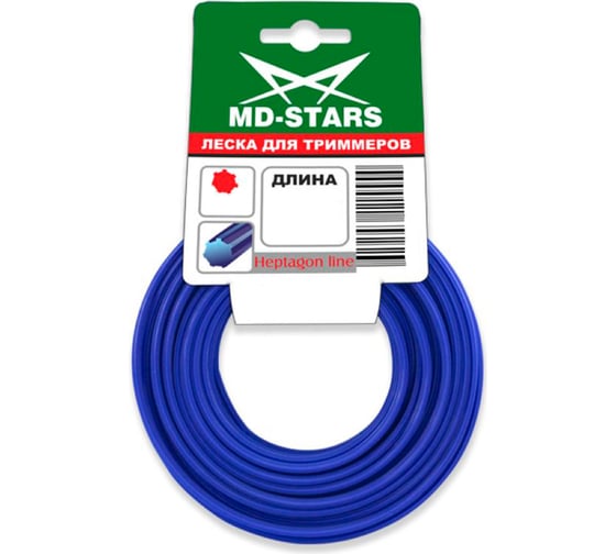 Изображение товара Леска для триммера HEPTAGON LINE (семиугольник) 2.65 мм, 15 м МD-STARS HEPL 265-15