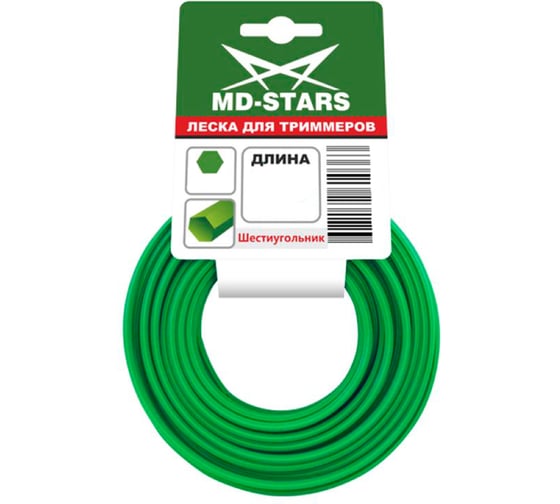 Изображение товара Леска для триммера HEХAGON LINE (шестиугольник) 3 мм, 15 м МD-STARS HEХL 30-15