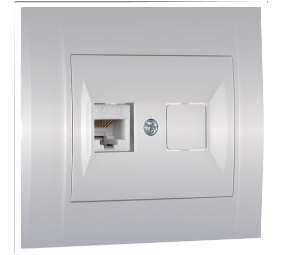 Изображение товара Розетка компьютерная+гнездо MAKEL СП Defne 16А IP20 CAT 5 серебо 42065035