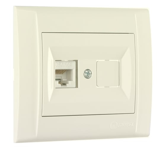 Изображение товара Розетка компютерная MAKEL CAT5 + гнездо СП Defne IP20 кремовый 42010035