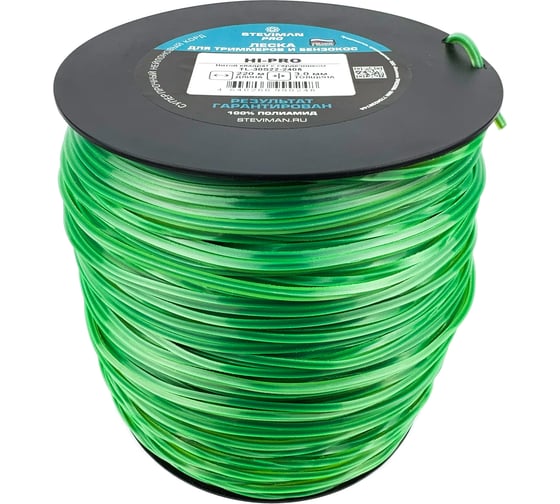 Изображение товара Триммерная леска HI-PRO 3.0 мм, 220 м, витой квадрат с сердечником Steviman TL-30S22-2405