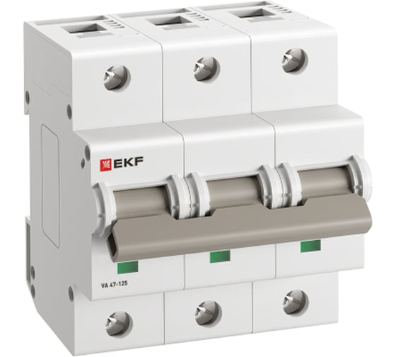 Изображение товара Автоматический выключатель EKF ВА 47-125 3P 10А (D) 15кА PROXIMA mcb47125-3-10D