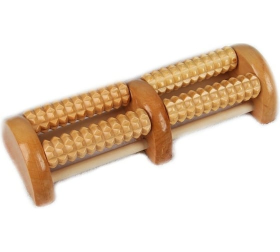 Изображение товара Массажёр для ног ONLITOP Барабаны, дерево, 4 ролика, с шипами, 27х10,5х6см 3530676