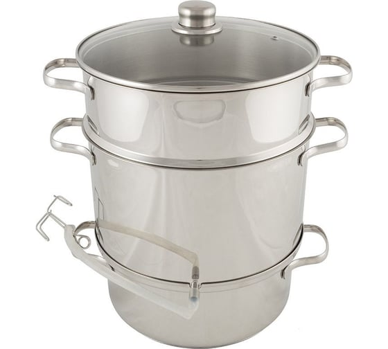 Изображение товара Соковарка из нержавеющей стали Mallony DILETTO 8 л, 3 чаши, стеклянная крышка с пароотводом 00 3492