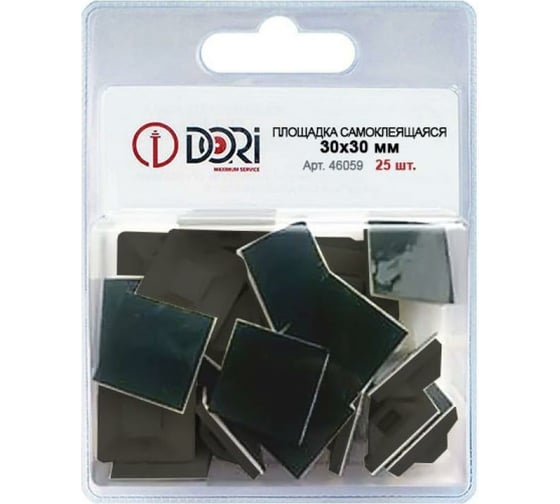 Изображение товара Самоклеящаяся площадка для крепления стяжек DORI 30x30 мм черная упаковка 25 шт 46059