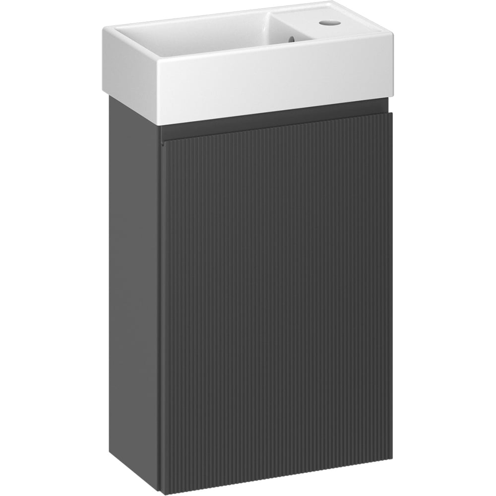Изображение товара Подвесная тумба с раковиной Wellsee WC Area 2 в 1, темно-серый МДФ/белый фаянс Изображение товара Подвесная тумба с раковиной Wellsee WC Area 2 в 1, темно-серый МДФ/белый фаянс