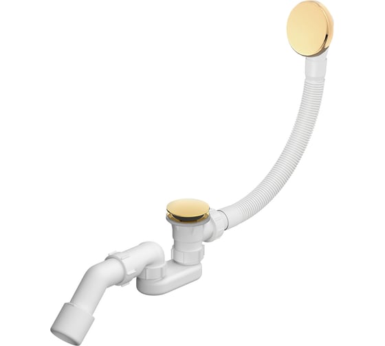 Изображение товара Сифон для ванны с переливом Wellsee Useful Extras слив-перелив автомат, в цвете золото 231915000
