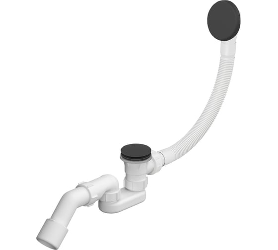 Изображение товара Сифон для ванны с переливом Wellsee Useful Extras слив-перелив автомат, в цвете матовый черный 231914000