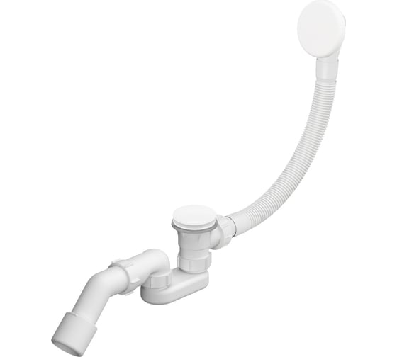 Изображение товара Сифон для ванны с переливом Wellsee Useful Extras слив-перелив автомат, в цвете матовый белый 231913000