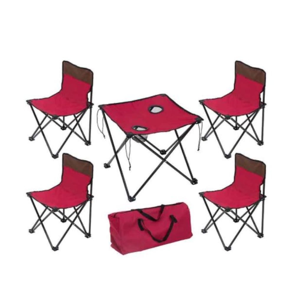 фото Складной набор ecos td-10, стол и четыре стула, в чехле, темно-вишневый 993120
