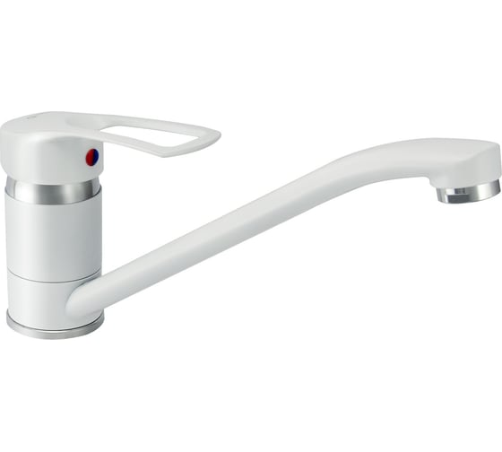 Изображение товара Одноручный смеситель для мойки Juguni Luxe с поворотным изливом, картридж 40 мм, белый 0402.446