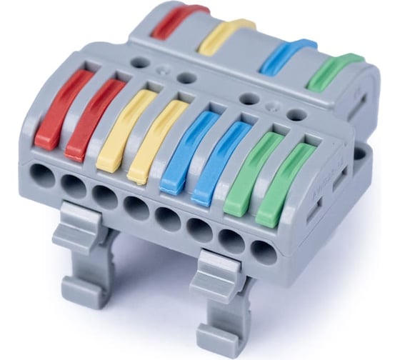 Изображение товара Клемма соединительная универсальная проходная Cabeus 4-8 полюса, с рычагом, на DIN-рейку 0,08-2 MX4-8D