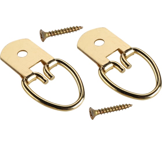 Изображение товара Усиленная петля-подвес ЕВРОПАРТНЕР для картины, фоторамки, латунированнная сталь 2 шт. 16 0337 1