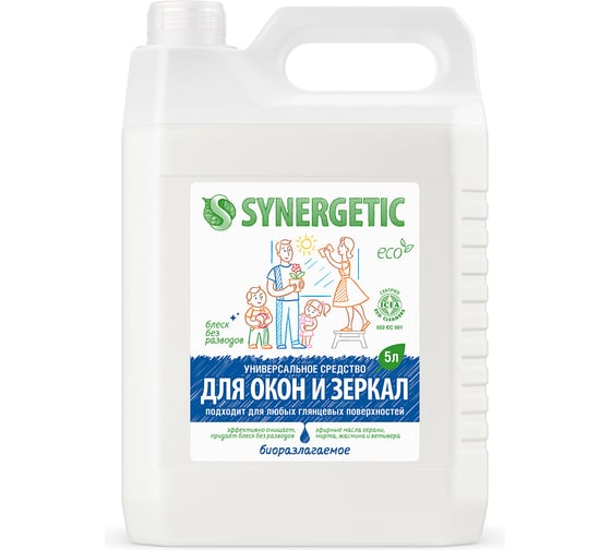 Изображение товара Средство для мытья окон, зеркал, мебели и бытовой техники SYNERGETIC 5 л 4613720439034 107500