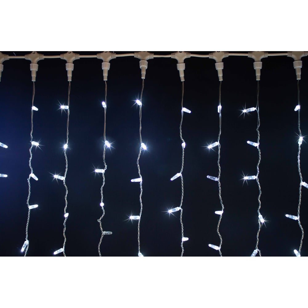 Изображение товара Занавес TEAMPROF 2x2 м светодиодный с флэш эффектом уличный белый прозрачный провод