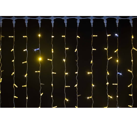 Изображение товара Занавес TEAMPROF 2x2 м, флэш, колпачок, БЕЛЫЙ, прозрачный провод TPF-C2х2F-CT/WW